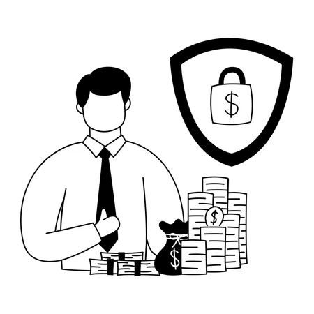 Employee does financial security  Illustration