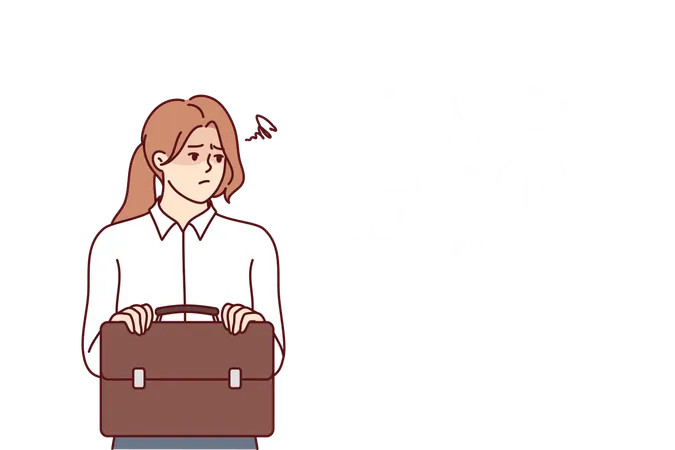 Frustrated Business Woman Suffers Dreaming Of Family Life With Husband And Child Frustrated Businesswoman With Briefcase Is Stressed Due To Lack Harmony And Balance Between Career And Personal Life Illustration