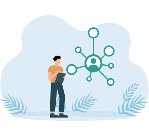 Employee doing Admin Networking  Illustration