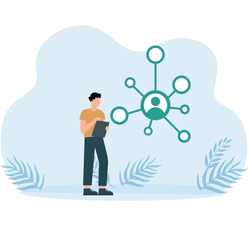 Employee doing Admin Networking  Illustration