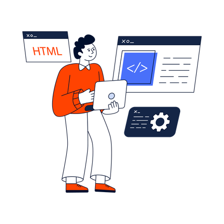 Employee Doing Application Coding  Illustration