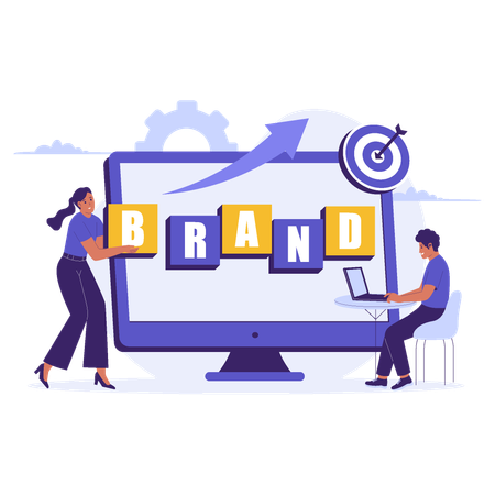 Employee doing Brand Management Strategy  Illustration