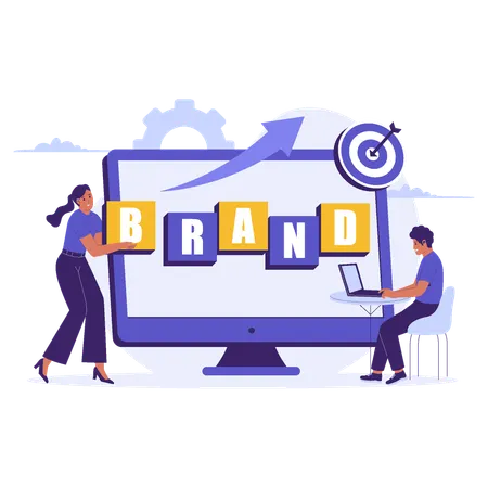 Employee doing Brand Management Strategy  Illustration