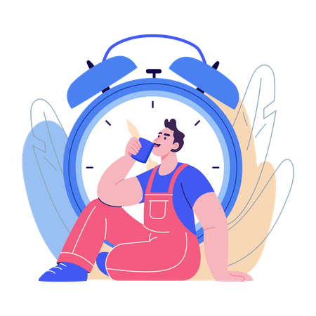 Employee doing break time rest  Illustration