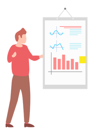 Employee doing business analysis  Illustration