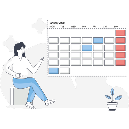 従業員の業務カレンダー管理  イラスト