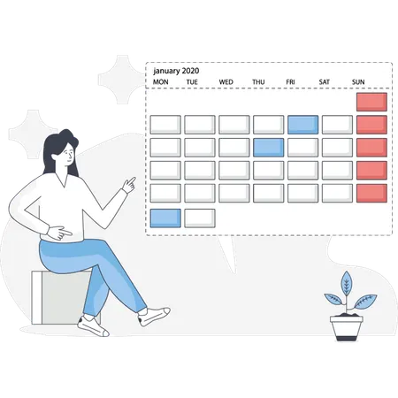 従業員の業務カレンダー管理  イラスト