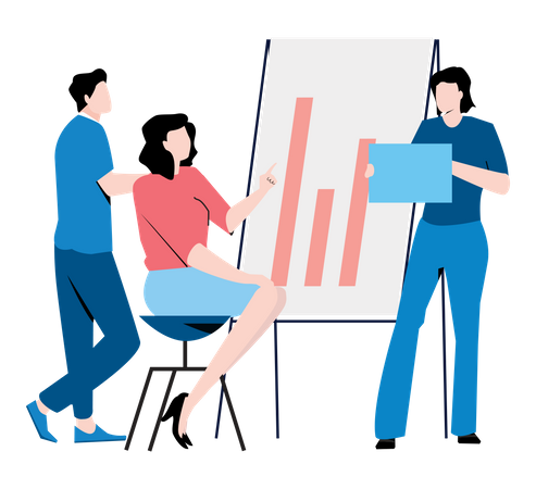 Employee doing business data analytics  Illustration