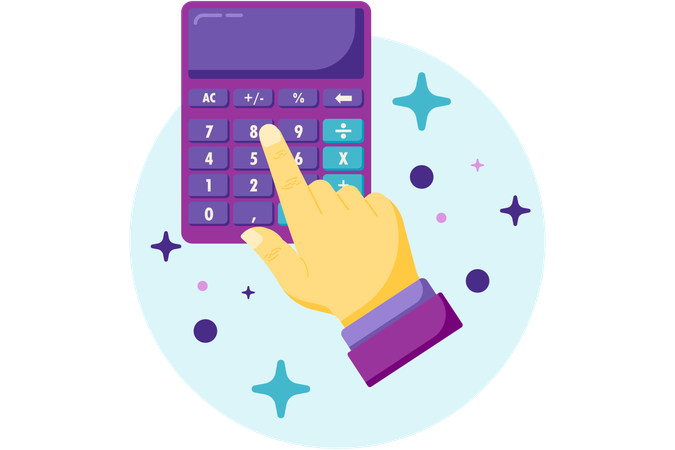 Employee doing calculations on Calculator  Illustration