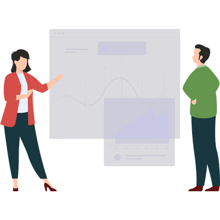 Employee doing chart analysis  Illustration