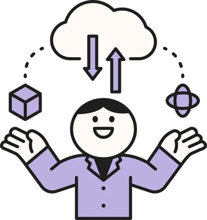 Employee doing cloud hosting  Illustration