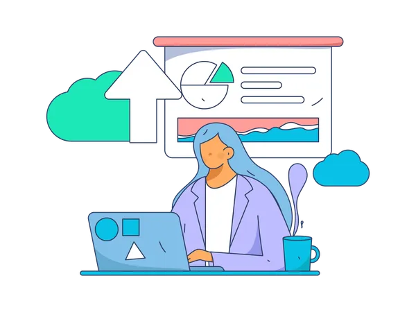 Employee doing cloud management  Illustration