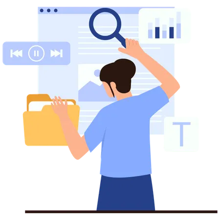 Employee doing Content Search Analysis  Illustration