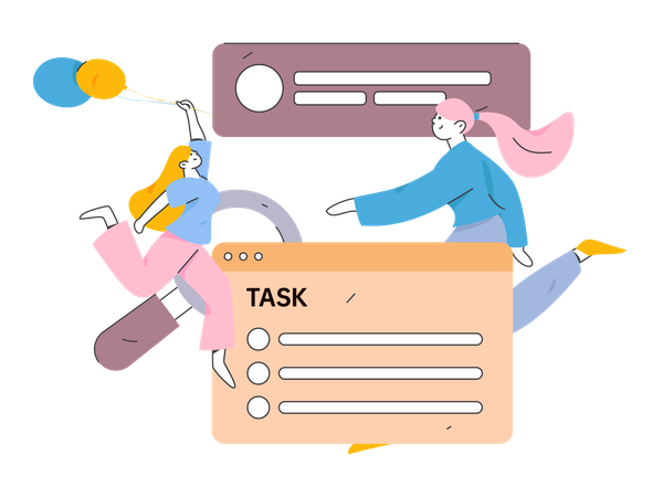 Employee doing cooperation to achieve task  Illustration