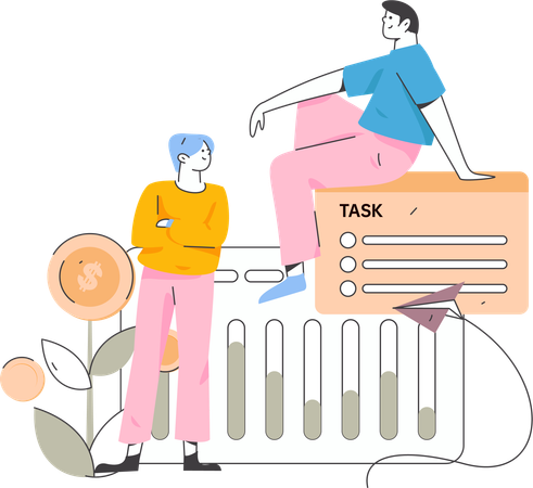 Employee doing cooperation to achieve task  Illustration