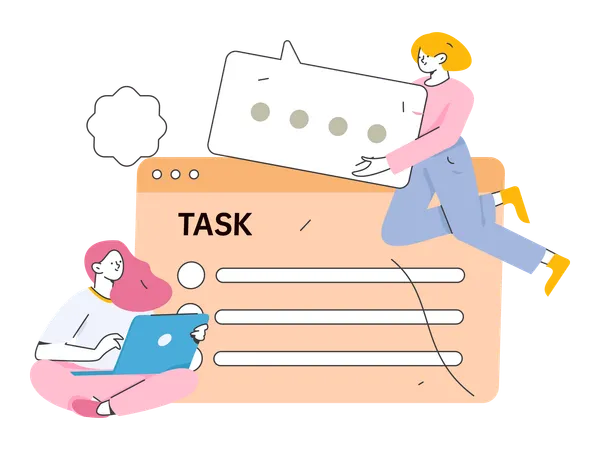 Employee doing cooperation to achieve task  Illustration