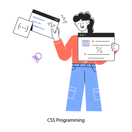 Employee Doing Css Programming  Illustration