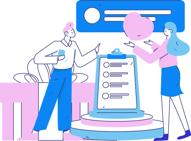 Employee doing Customer Data Collection  Illustration