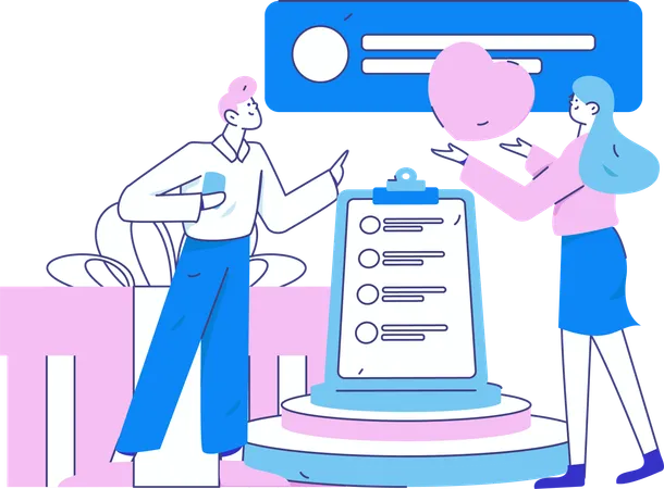 Employee doing Customer Data Collection  Illustration