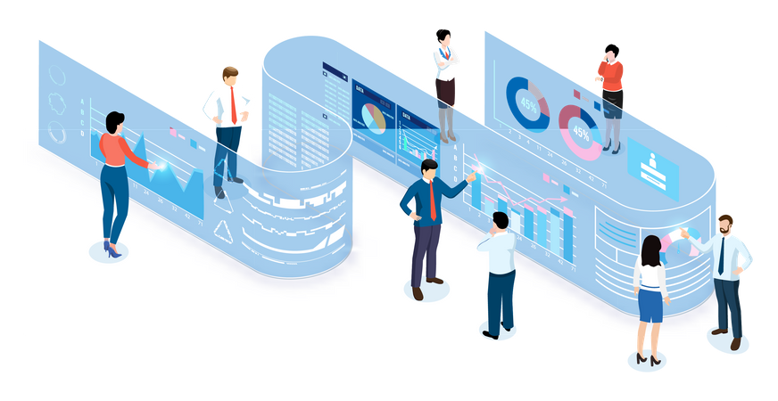 Employee doing data analysis  Illustration