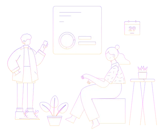 Employee doing data analysis  Illustration