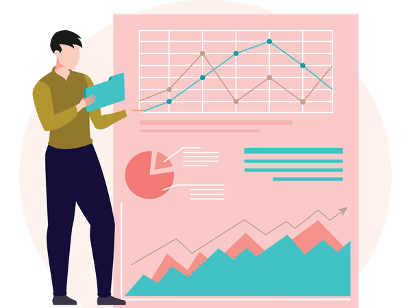 Employee doing data Analysis  Illustration