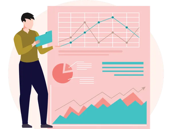 Employee doing data Analysis  Illustration