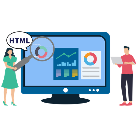 Employee doing Data Analysis  Illustration
