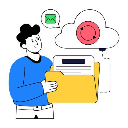 Employee doing Data Backup  Illustration