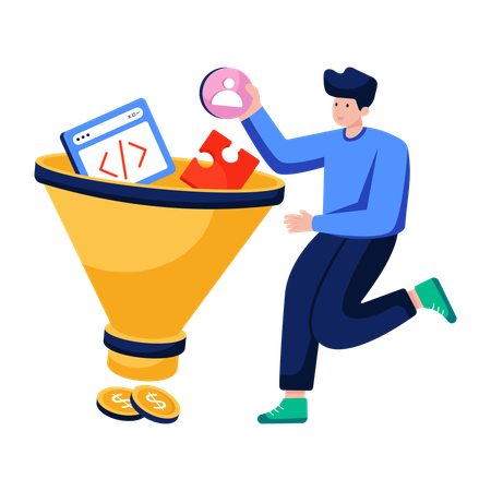 Employee doing Data conversion filter  Illustration
