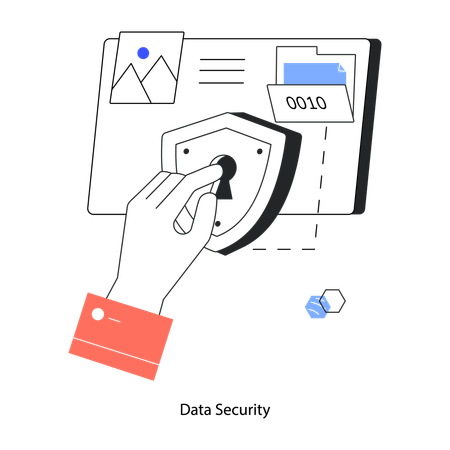 Employee Doing Data Security Using Binary Code  Illustration