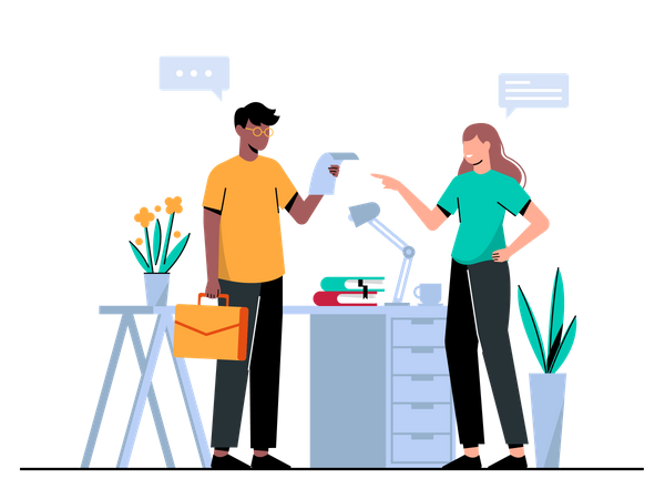 Employee Doing Discussion  Illustration