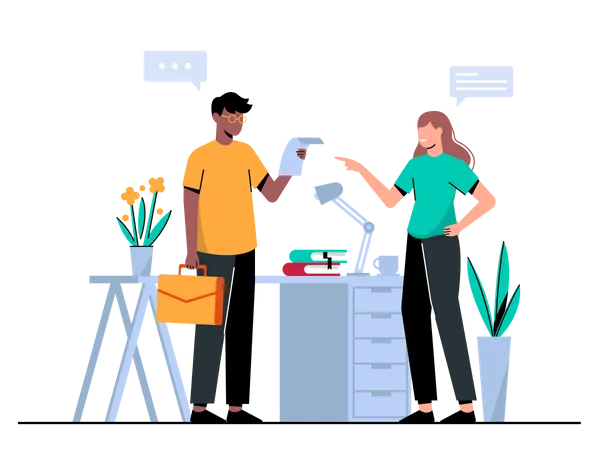 Employee Doing Discussion  Illustration