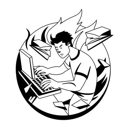 Employee doing Fast Typing  Illustration