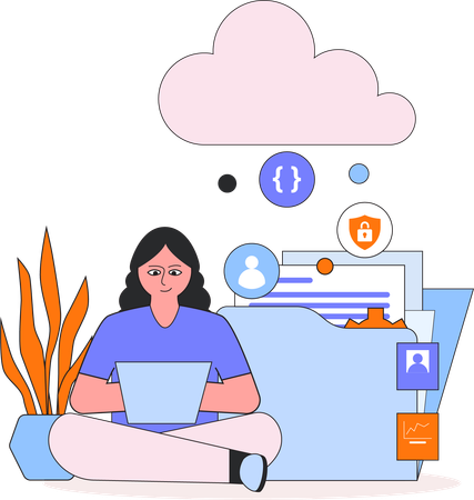 Employee doing File management  Illustration