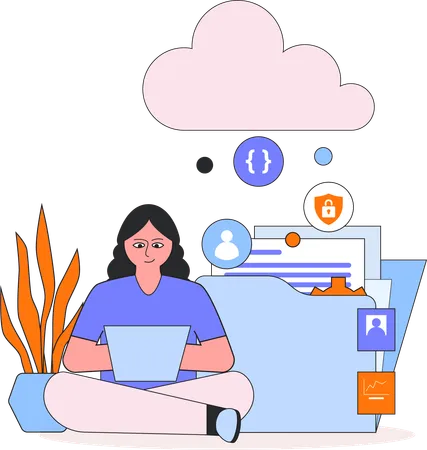 Employee doing File management  Illustration