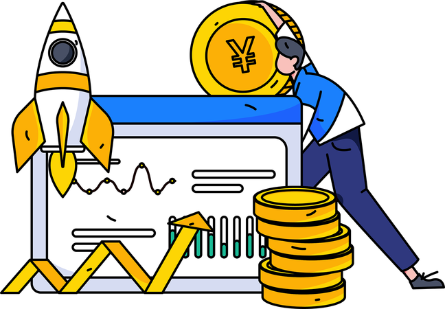 Employee doing financial launch  Illustration