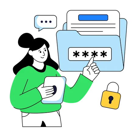Employee doing Folder security  Illustration