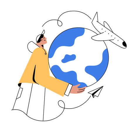 Employee doing global delivery  Illustration