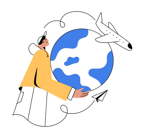 Employee doing global delivery  Illustration