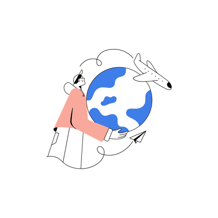 Employee doing global delivery  Illustration