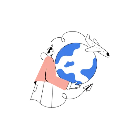 Employee doing global delivery  Illustration