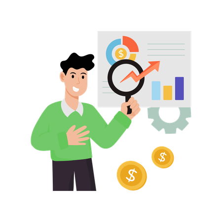 Employee doing Growth Management Analysis  Illustration