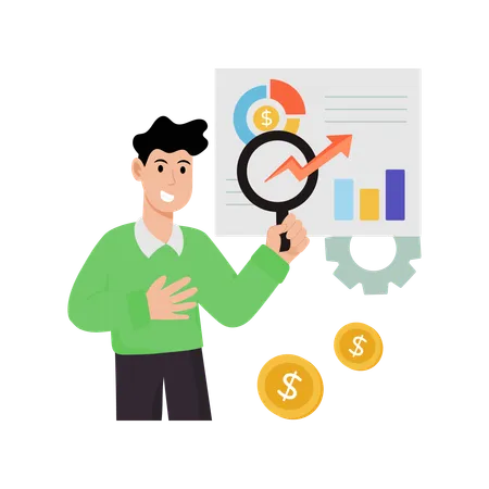 Employee doing Growth Management Analysis  Illustration