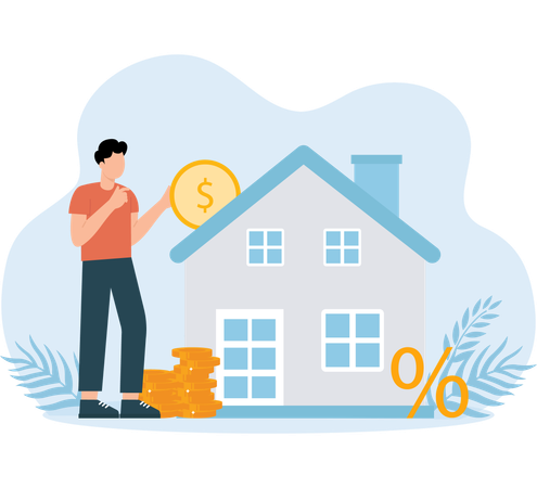 Employee doing Home investment  Illustration