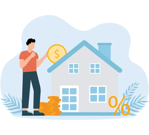 Employee doing Home investment  Illustration