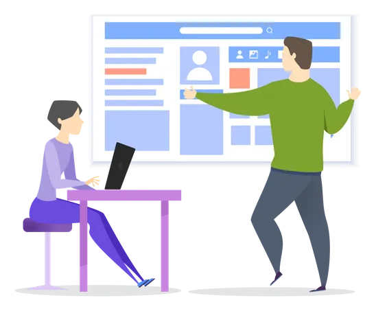 Employee doing job profile analysis  Illustration