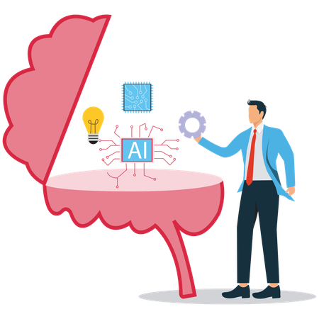 Employee doing Machine Learning Process  Illustration