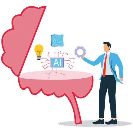 Employee doing Machine Learning Process  Illustration