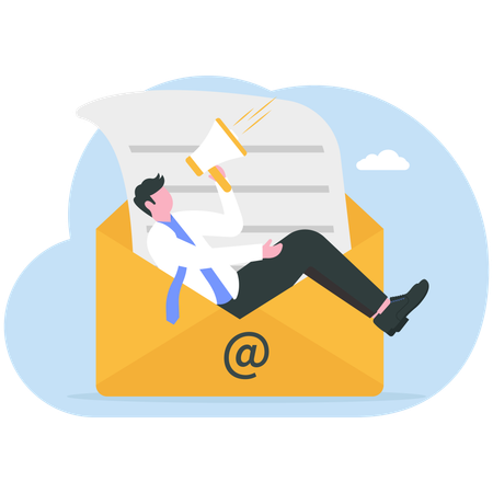 Employee doing mail marketing  Illustration